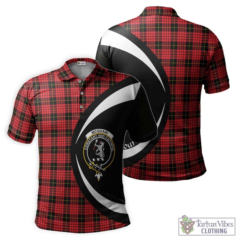 Mcquain Modern Tartan Men's Polo Shirt with Family Crest Circle Style