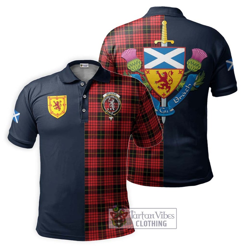Mcquain Modern Tartan Polo Shirt Alba with Scottish Lion Royal Arm Half Style