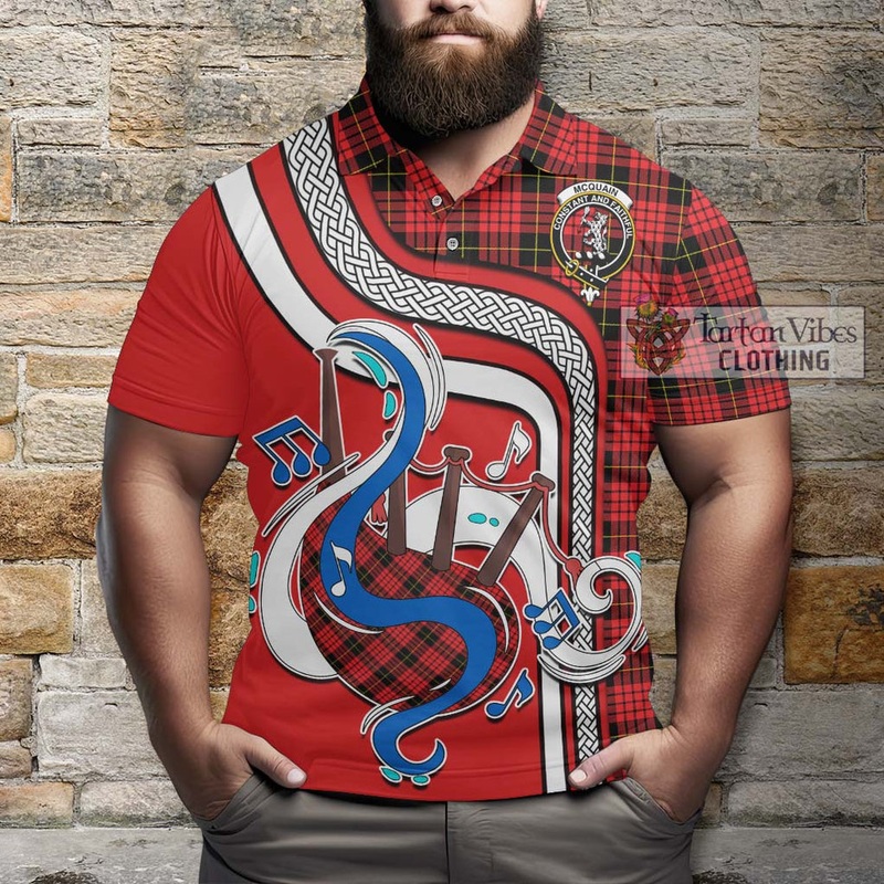 Mcquain Modern Tartan Polo Shirt with Epic Bagpipe Style