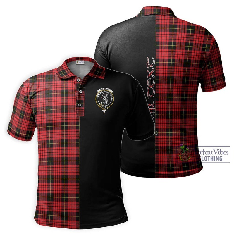 Mcquain Modern Tartan Polo Shirt with Family Crest and Half Of Me Style