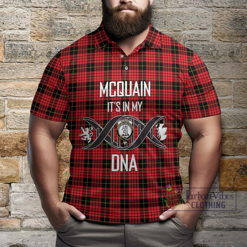 Mcquain Modern Tartan Polo Shirt with Family Crest DNA In Me Style