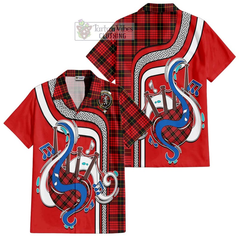 Mcquain Modern Tartan Short Sleeve Button Shirt with Epic Bagpipe Style