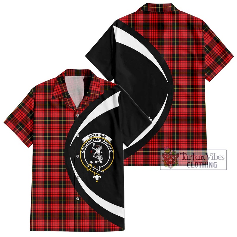 Mcquain Modern Tartan Short Sleeve Button Up with Family Crest Circle Style