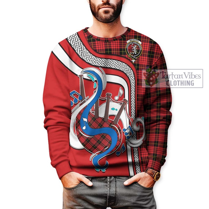 Mcquain Modern Tartan Sweatshirt with Epic Bagpipe Style