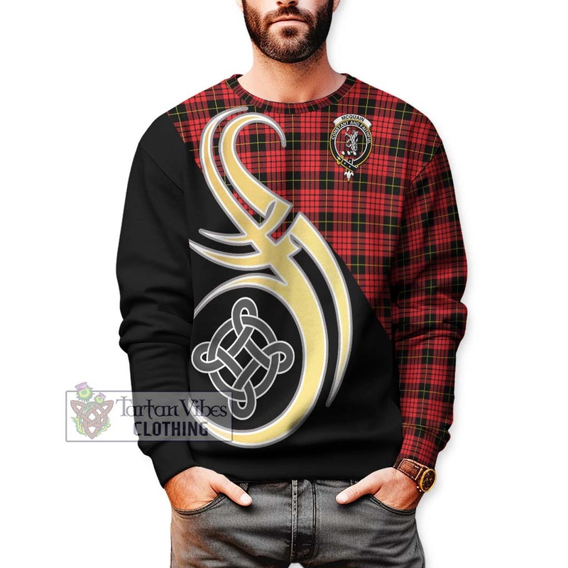 Mcquain Modern Tartan Sweatshirt with Family Crest and Celtic Symbol Style
