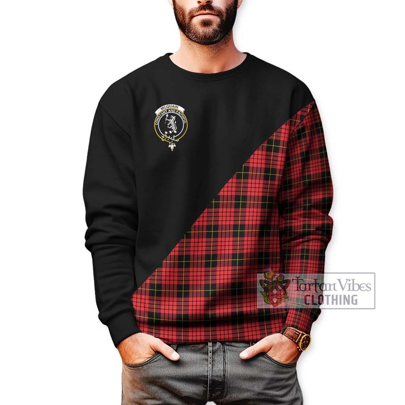 Mcquain Modern Tartan Sweatshirt with Family Crest and Military Logo Style