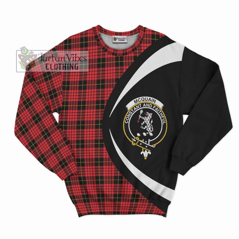 Mcquain Modern Tartan Sweatshirt with Family Crest Circle Style
