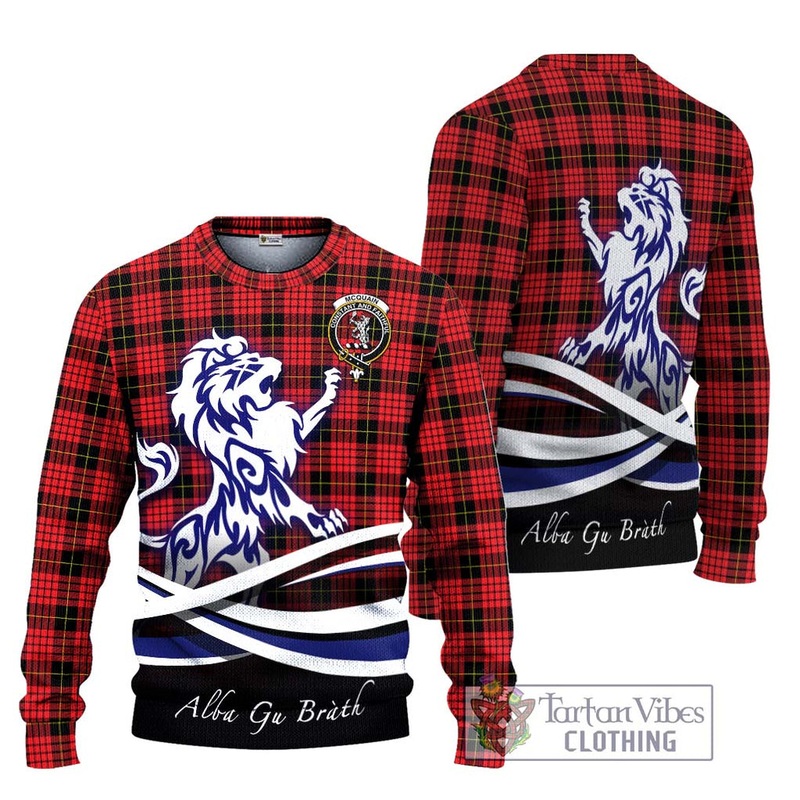 Mcquain Modern Tartan Ugly Sweater with Alba Gu Brath Regal Lion Emblem