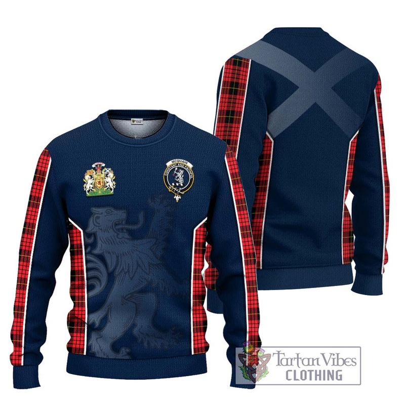 Mcquain Modern Tartan Ugly Sweater with Family Crest and Lion Rampant Vibes Sport Style