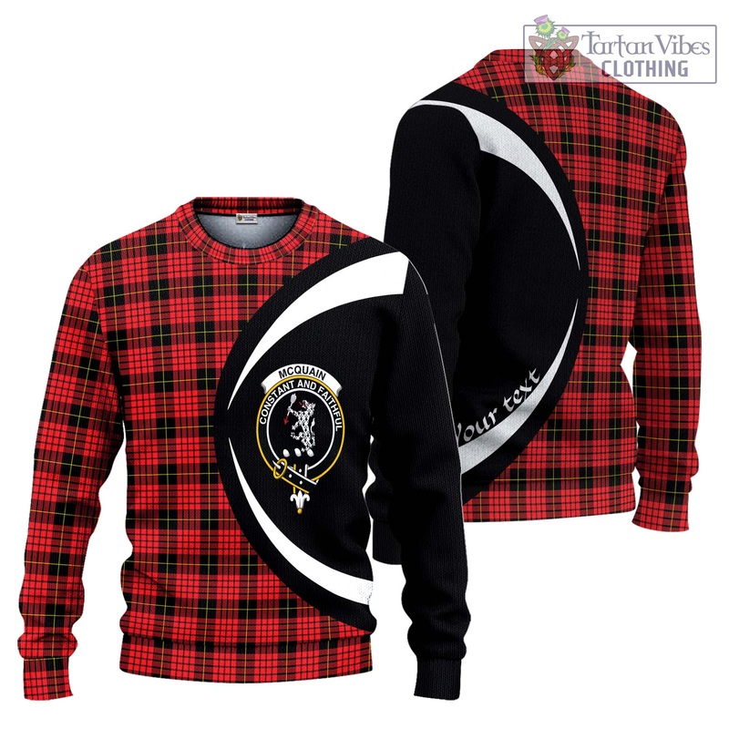 Mcquain Modern Tartan Ugly Sweater with Family Crest Circle Style