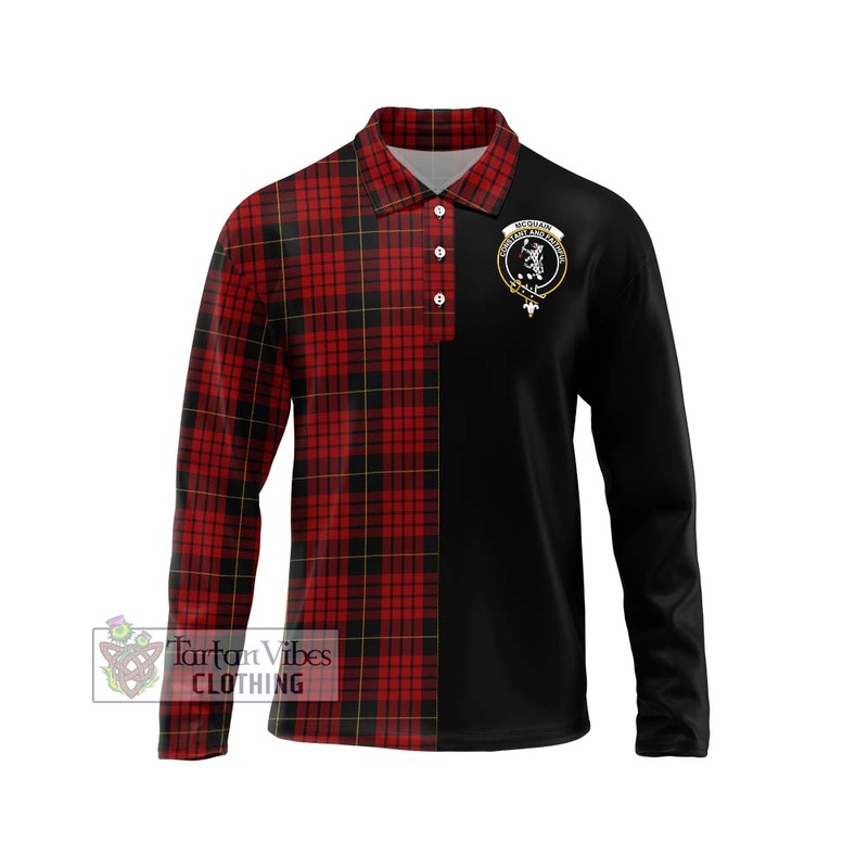 Mcquain Tartan Long Sleeve Polo Shirt with Family Crest and Half Of Me Style