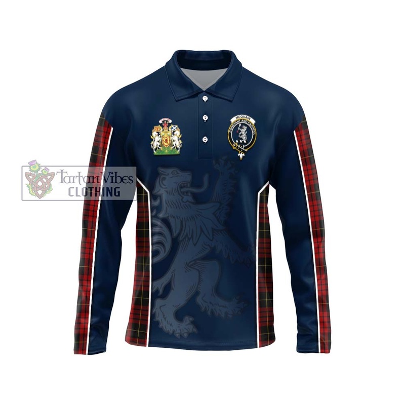 Mcquain Tartan Long Sleeve Polo Shirt with Family Crest and Lion Rampant Vibes Sport Style