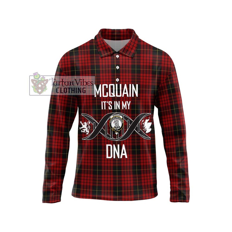 Mcquain Tartan Long Sleeve Polo Shirt with Family Crest DNA In Me Style