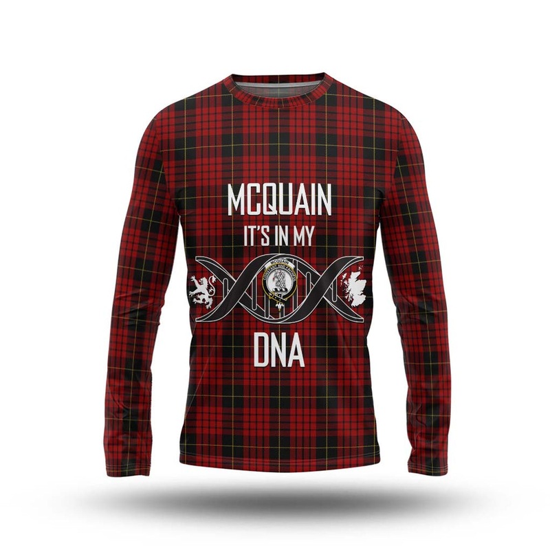 Mcquain Tartan Long Sleeve T-Shirt with Family Crest DNA In Me Style