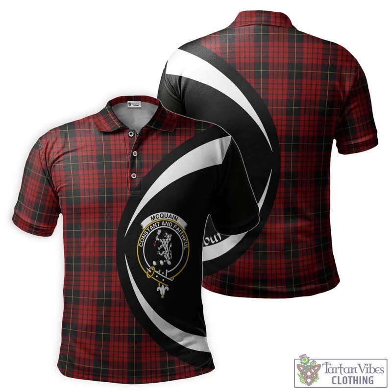 Mcquain Tartan Men's Polo Shirt with Family Crest Circle Style