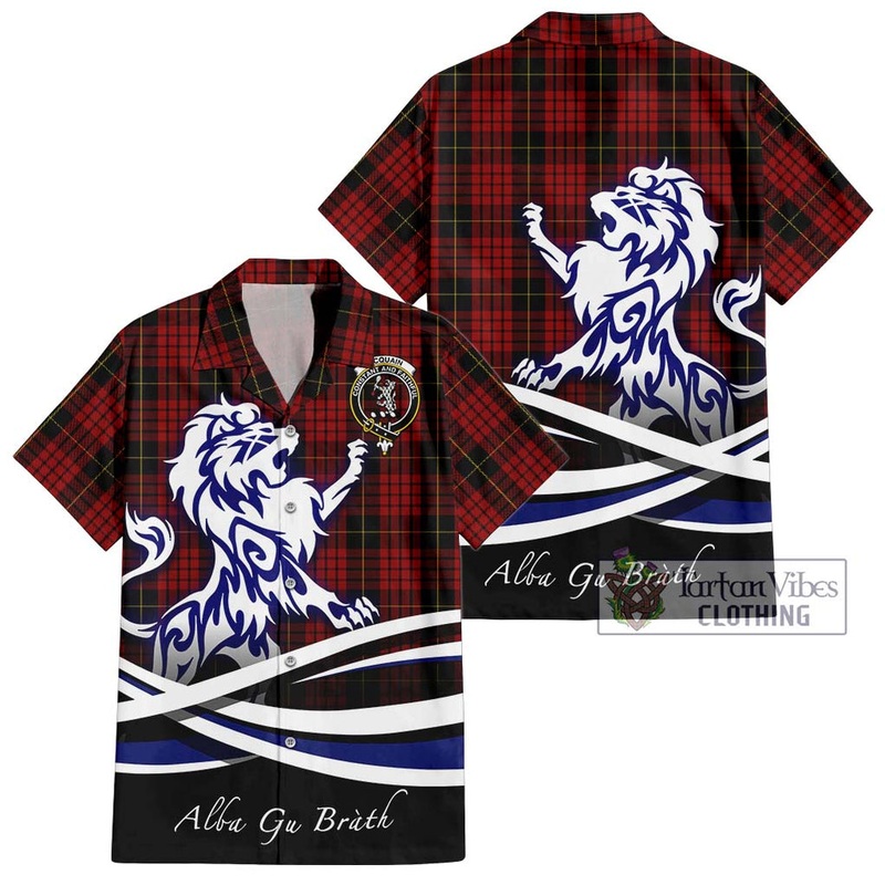 Mcquain Tartan Short Sleeve Button Shirt with Alba Gu Brath Regal Lion Emblem