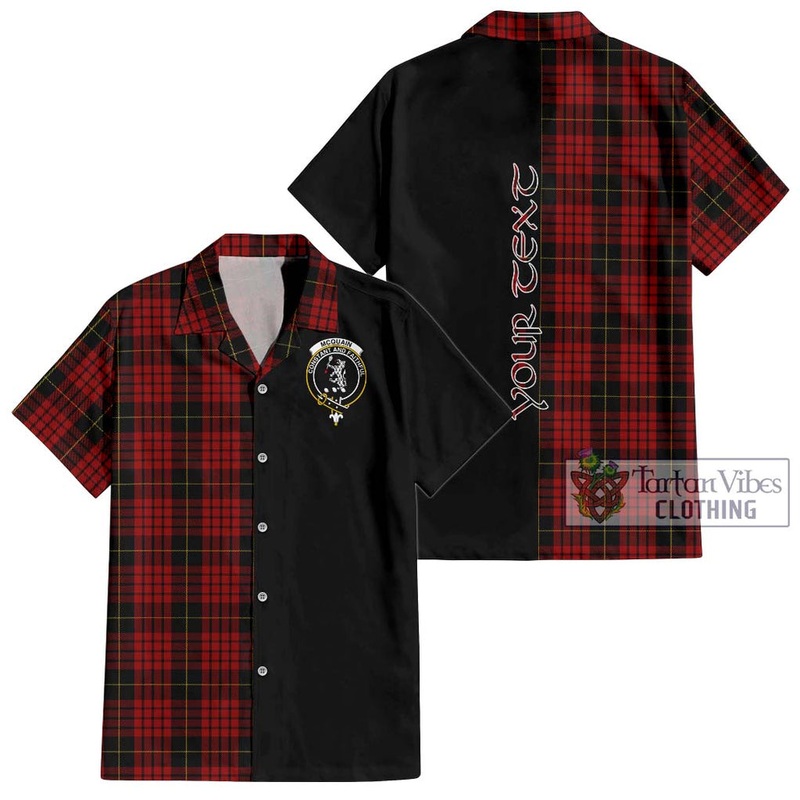Mcquain Tartan Short Sleeve Button Shirt with Family Crest and Half Of Me Style