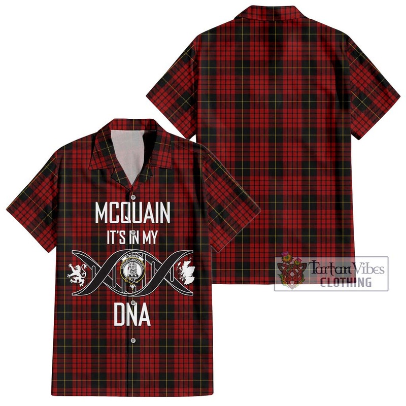 Mcquain Tartan Short Sleeve Button Shirt with Family Crest DNA In Me Style
