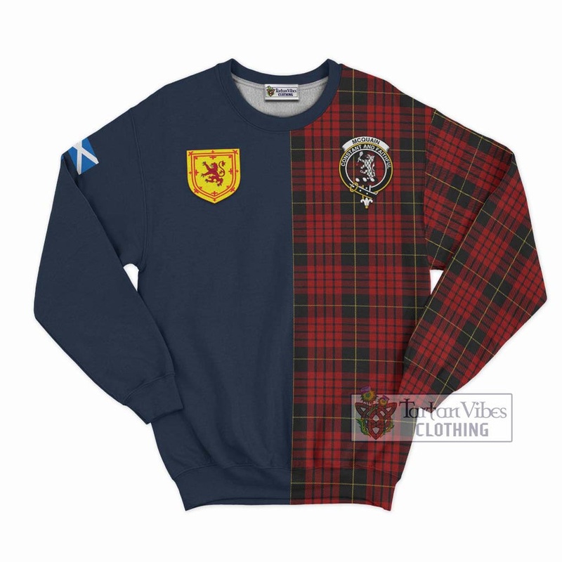 Mcquain Tartan Sweatshirt Alba with Scottish Lion Royal Arm Half Style