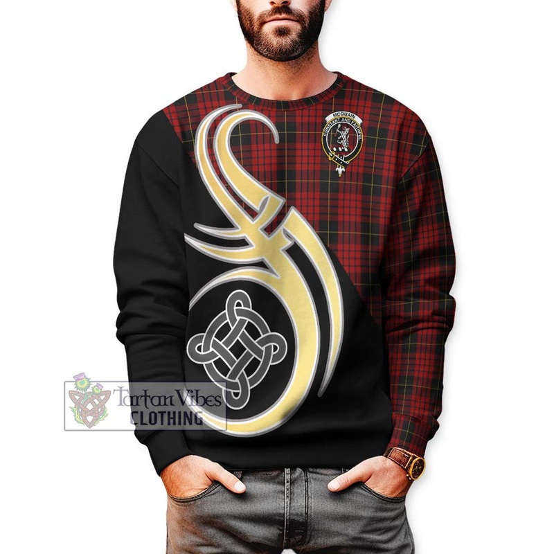 Mcquain Tartan Sweatshirt with Family Crest and Celtic Symbol Style