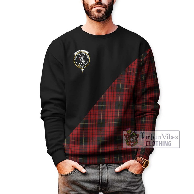 Mcquain Tartan Sweatshirt with Family Crest and Military Logo Style