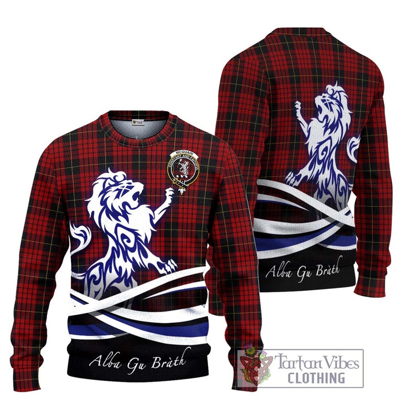 Mcquain Tartan Ugly Sweater with Alba Gu Brath Regal Lion Emblem