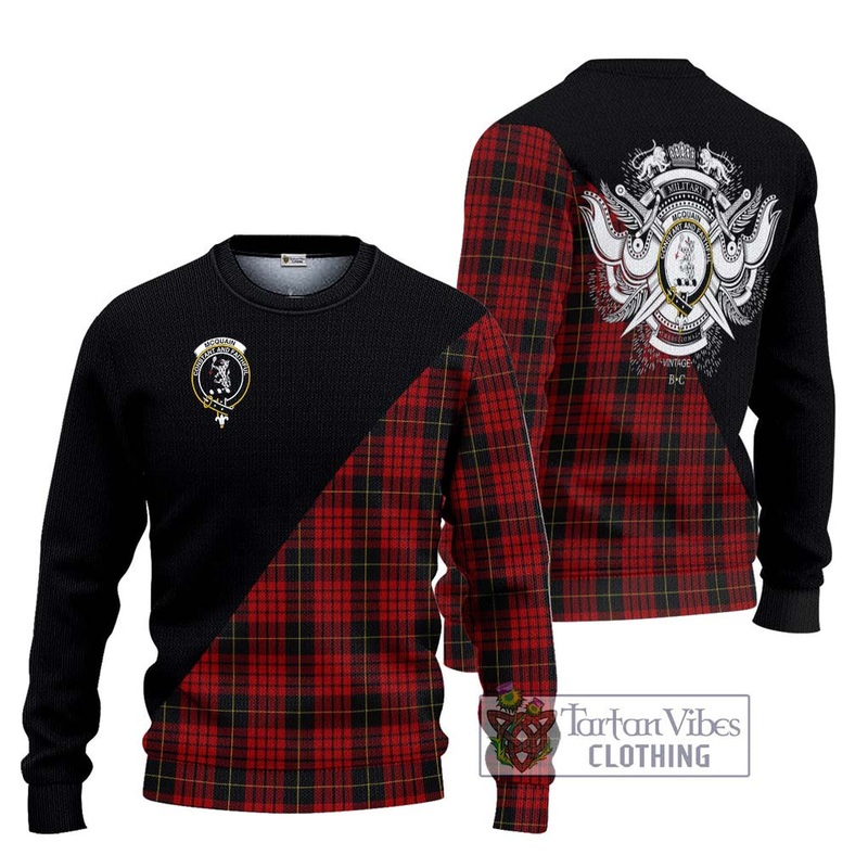 Mcquain Tartan Ugly Sweater with Family Crest and Military Logo Style