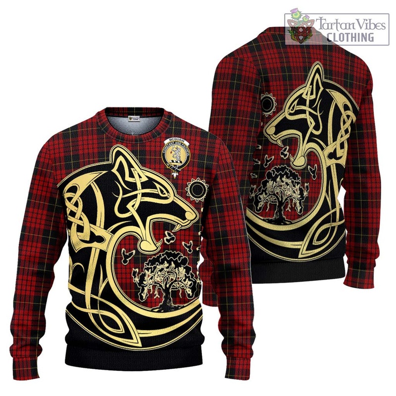 Mcquain Tartan Ugly Sweater with Family Crest Celtic Wolf Style