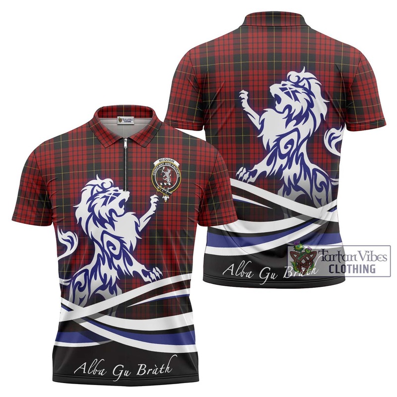 Mcquain Tartan Zipper Polo Shirt with Alba Gu Brath Regal Lion Emblem