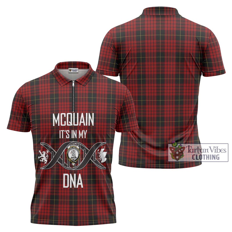 Mcquain Tartan Zipper Polo Shirt with Family Crest DNA In Me Style