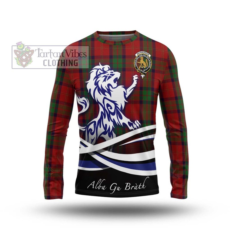 McPherson of Cluny Tartan Long Sleeve T-Shirt with Alba Gu Brath Regal Lion Emblem