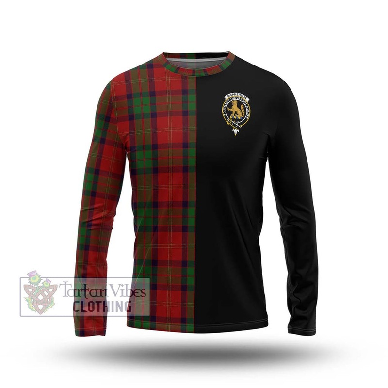McPherson of Cluny Tartan Long Sleeve T-Shirt with Family Crest and Half Of Me Style