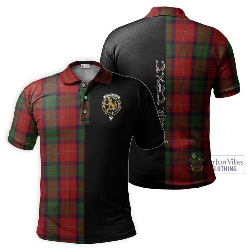 McPherson of Cluny Tartan Polo Shirt with Family Crest and Half Of Me Style