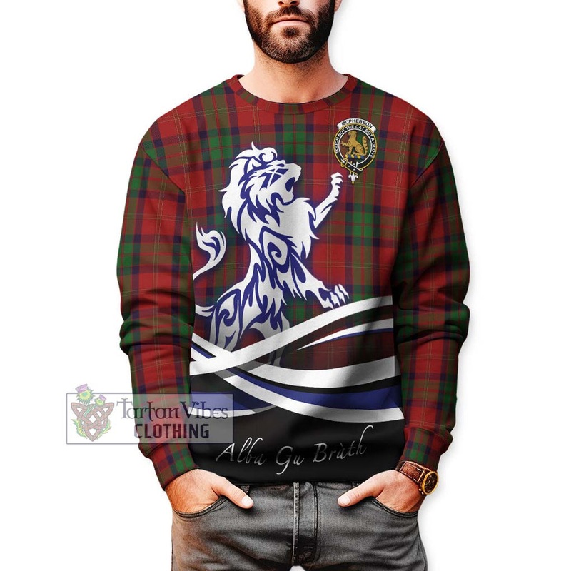McPherson of Cluny Tartan Sweatshirt with Alba Gu Brath Regal Lion Emblem