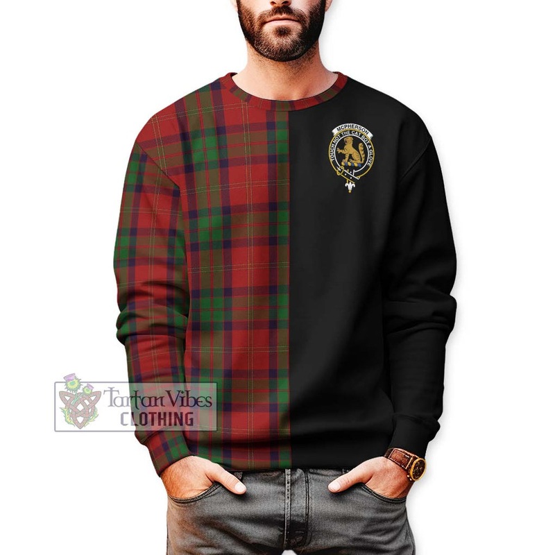 McPherson of Cluny Tartan Sweatshirt with Family Crest and Half Of Me Style