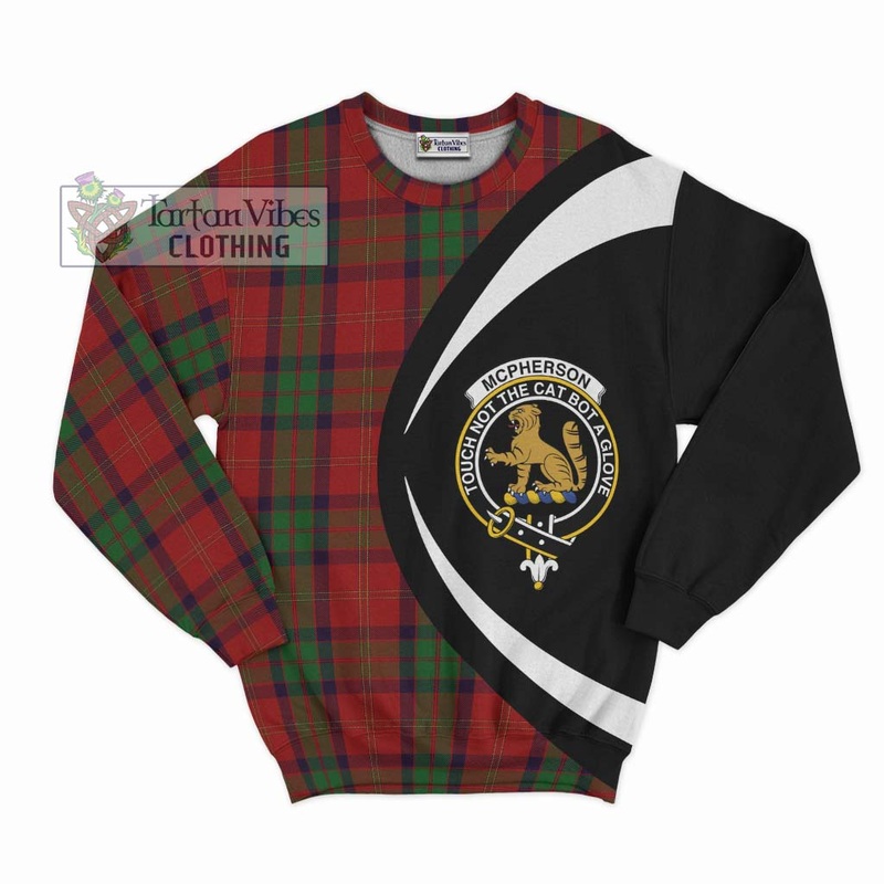 McPherson of Cluny Tartan Sweatshirt with Family Crest Circle Style