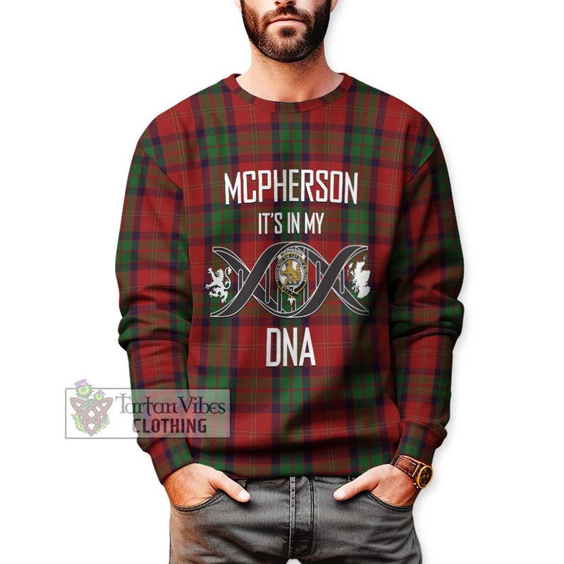 McPherson of Cluny Tartan Sweatshirt with Family Crest DNA In Me Style
