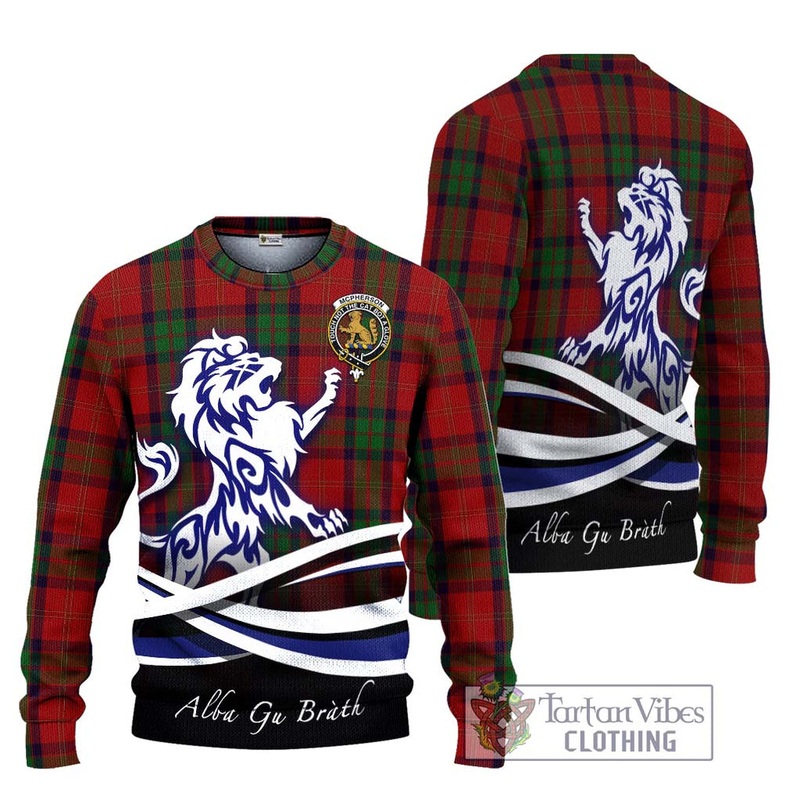 McPherson of Cluny Tartan Ugly Sweater with Alba Gu Brath Regal Lion Emblem