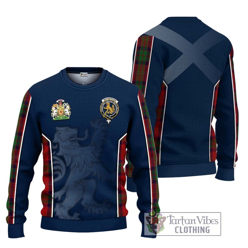 McPherson of Cluny Tartan Ugly Sweater with Family Crest and Lion Rampant Vibes Sport Style