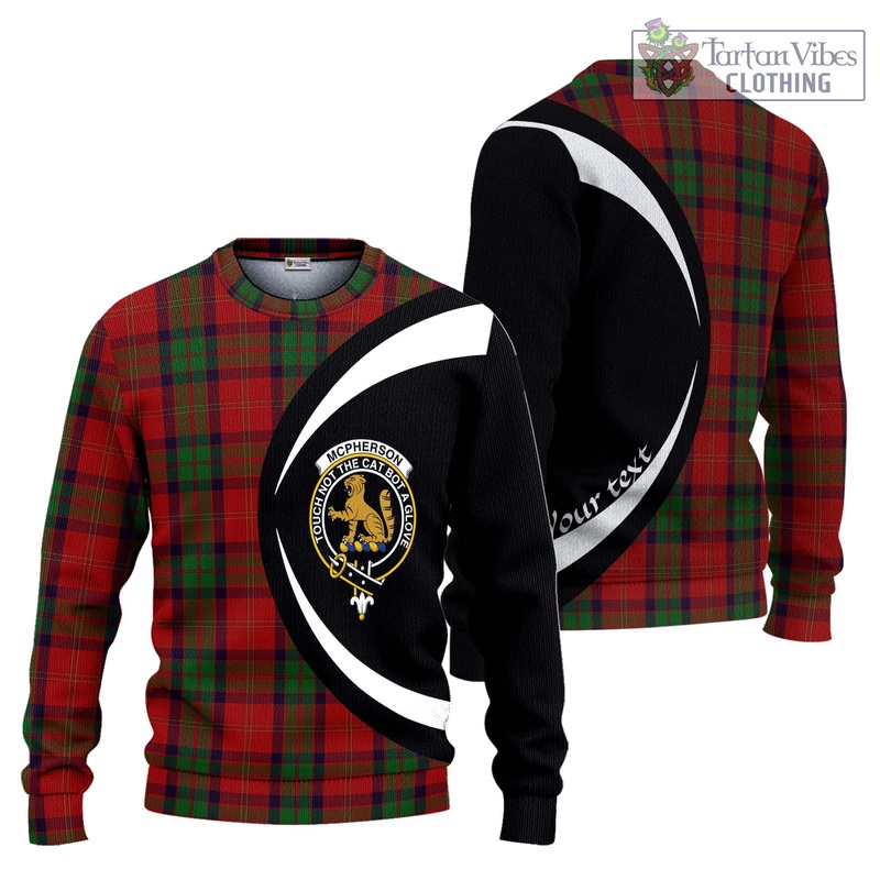 McPherson of Cluny Tartan Ugly Sweater with Family Crest Circle Style
