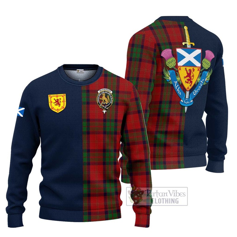 McPherson of Cluny Tartan Ugly Sweater with Scottish Lion Royal Arm Half Style
