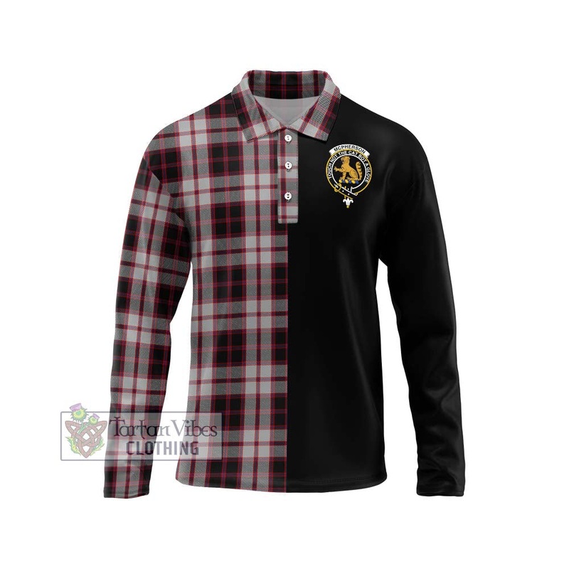 Mcpherson Tartan Long Sleeve Polo Shirt with Family Crest and Half Of Me Style