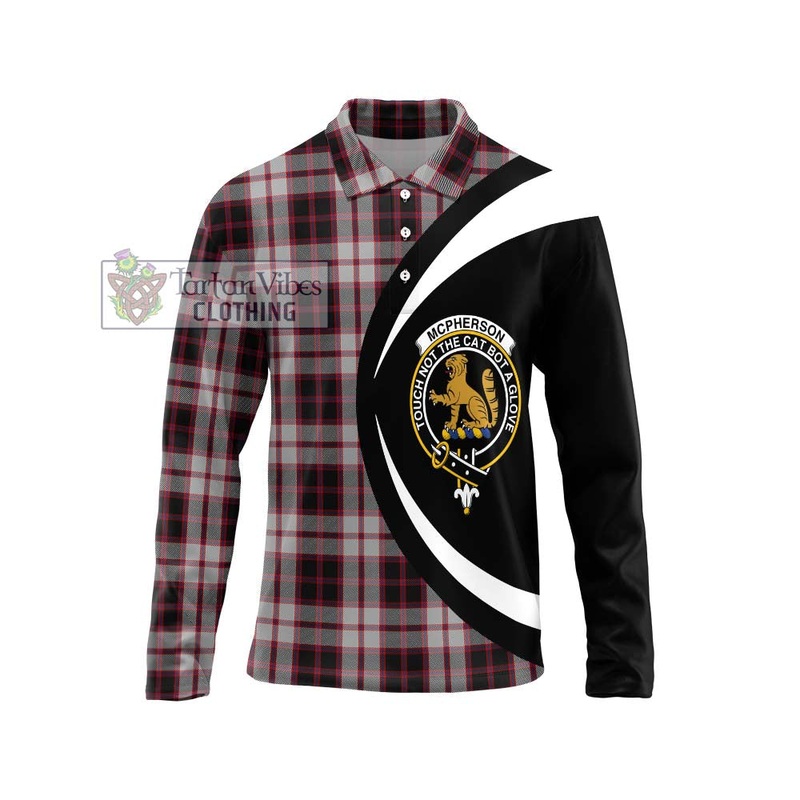 Mcpherson Tartan Long Sleeve Polo Shirt with Family Crest Circle Style
