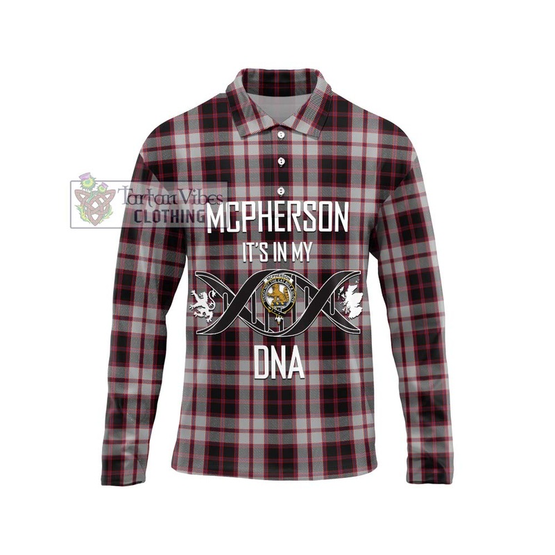 Mcpherson Tartan Long Sleeve Polo Shirt with Family Crest DNA In Me Style