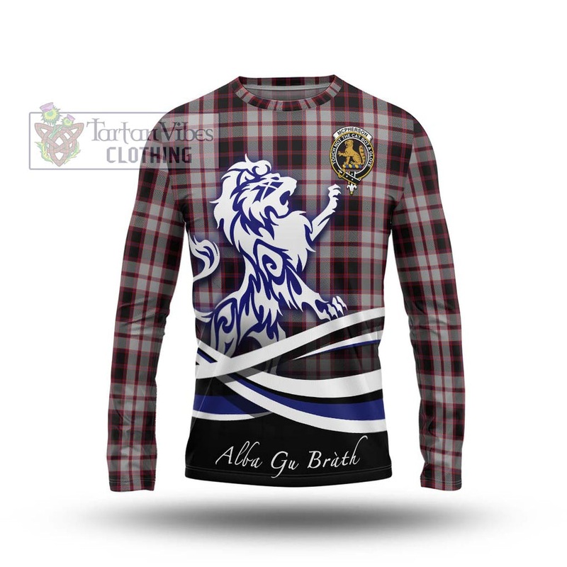 Mcpherson Tartan Long Sleeve T-Shirt with Alba Gu Brath Regal Lion Emblem