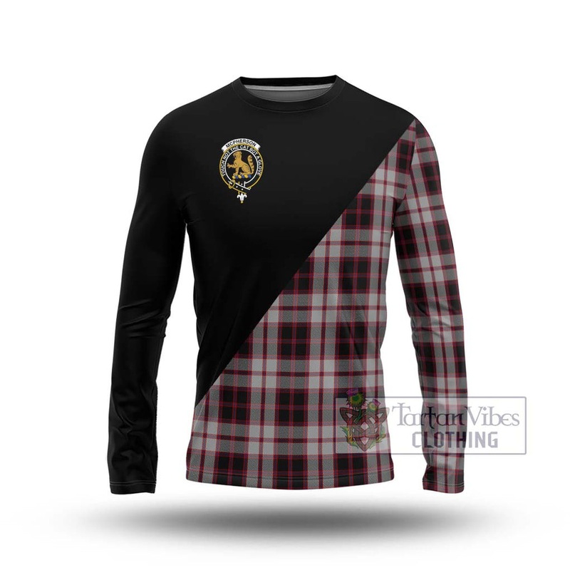 Mcpherson Tartan Long Sleeve T-Shirt with Family Crest and Military Logo Style