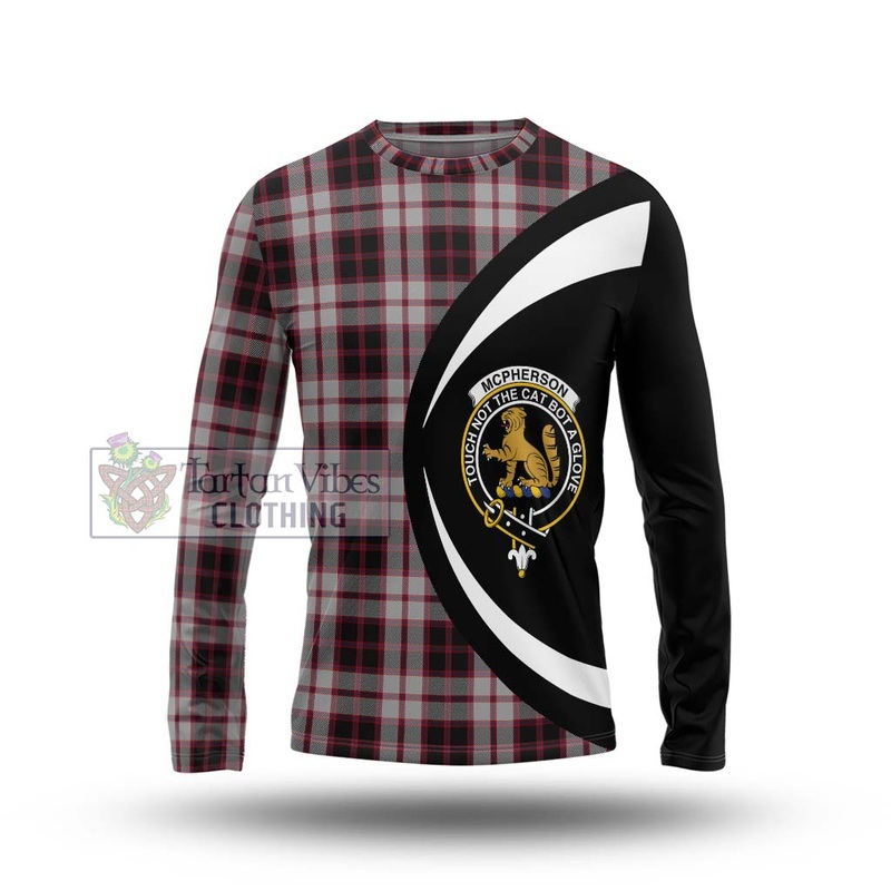 Mcpherson Tartan Long Sleeve T-Shirt with Family Crest Circle Style