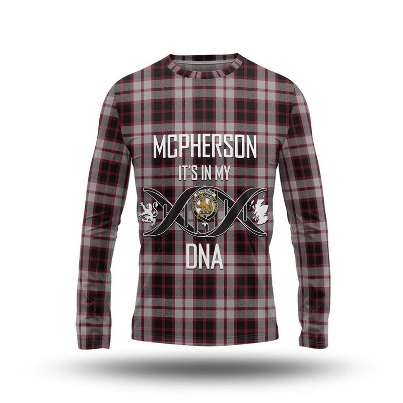 Mcpherson Tartan Long Sleeve T-Shirt with Family Crest DNA In Me Style