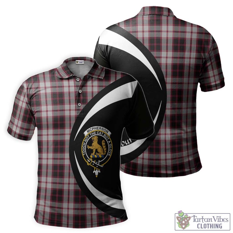 Mcpherson Tartan Men's Polo Shirt with Family Crest Circle Style