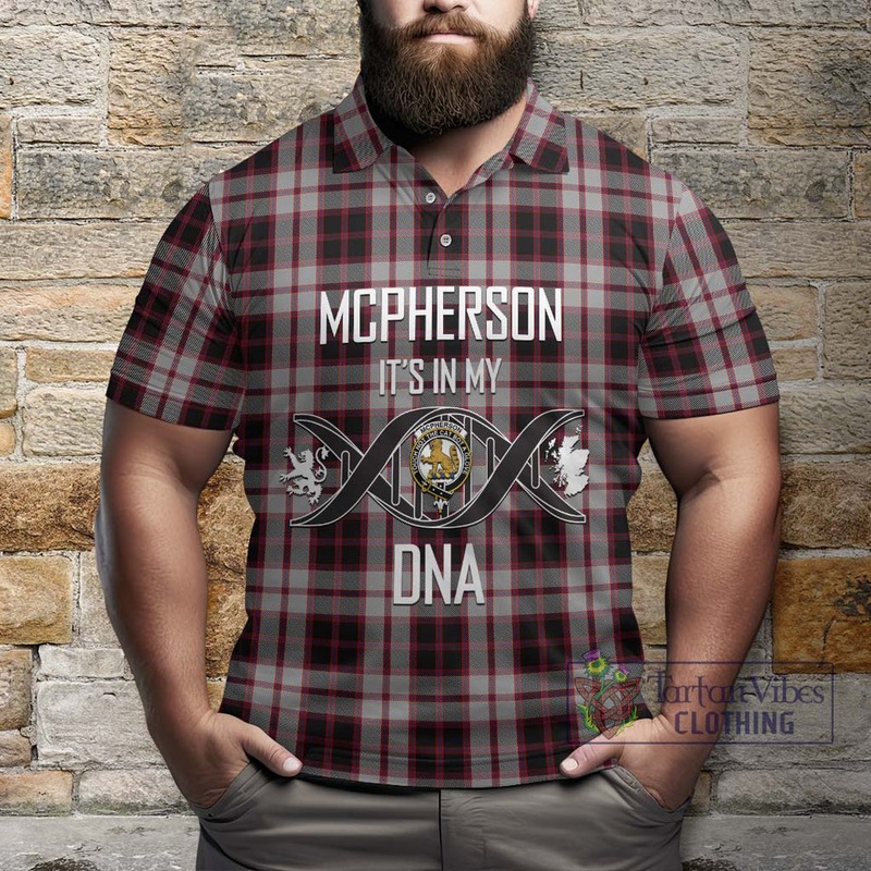 Mcpherson Tartan Polo Shirt with Family Crest DNA In Me Style